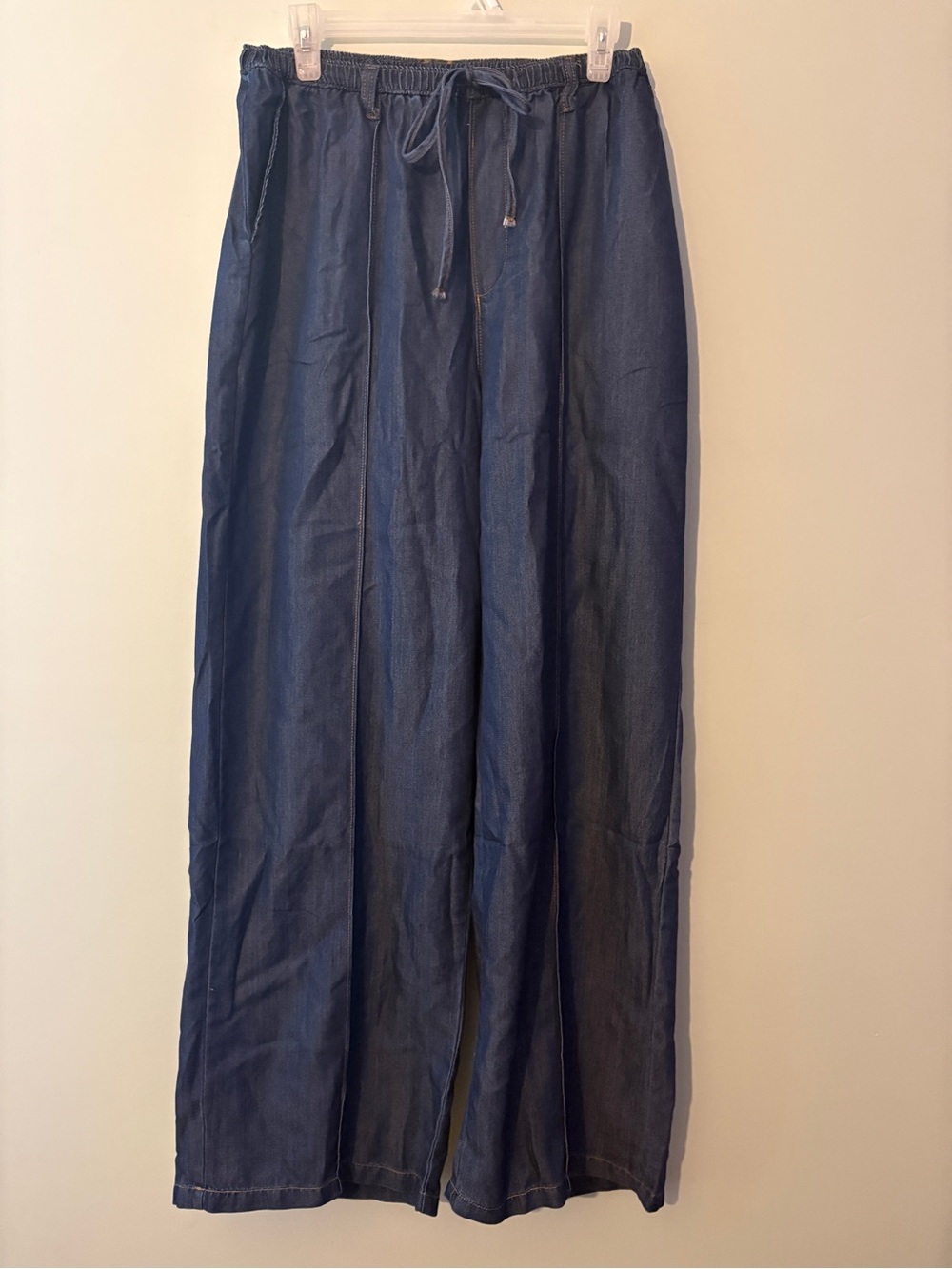 Studio by The Workshop Wide Leg Drawstring Pants in Dark Denim Blue NWT! Soft